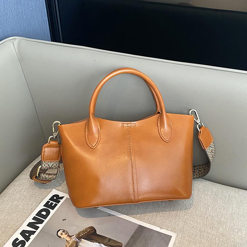 Túi tote da bò thật đeo chéo nữ nhiều ngăn dung tích lớn 28×10×18 cm — đen chi tiết 6