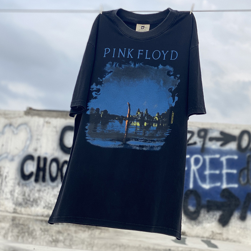 Pink Floyd Pink Floyd Band Retro High Street vtg short sleeve men's VINTAGE distressed T-shirt trendy