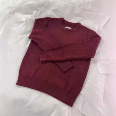 Maji style round neck pullover sweater for men, trendy brand, fashionable, simple, solid color, couple's knitwear, winter casual red Maji style round neck pullover sweater for men, trendy brand, fashionable, simple, solid color, couple's knitwear, winter casual red