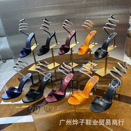 外贸大码女鞋蛇形缠绕细跟高跟鞋女26年新款性感露趾一字带凉鞋女