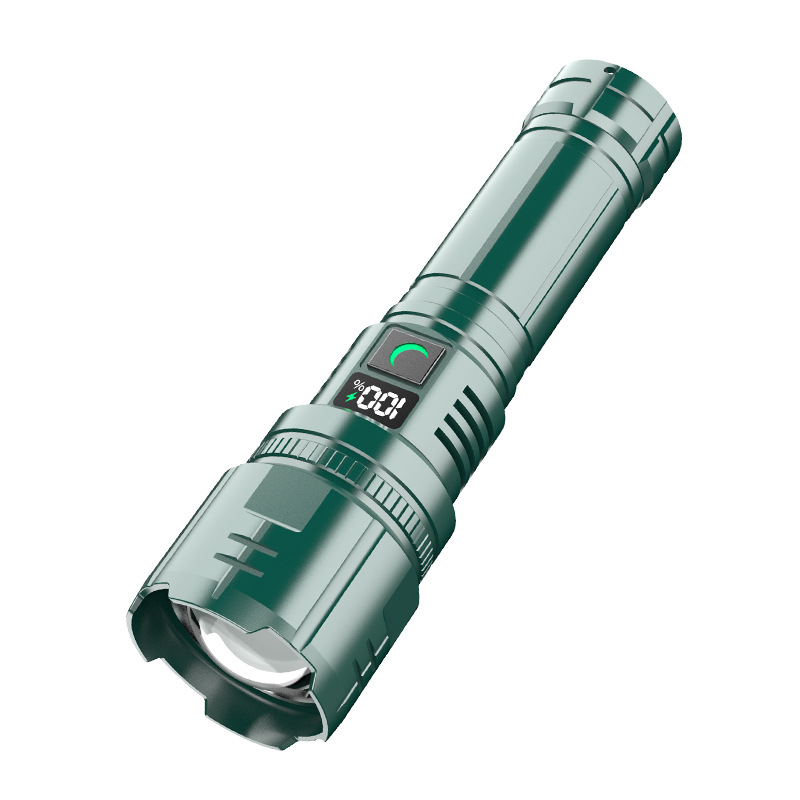 Linterna al por mayor LCD pantalla digital carga rápida pistola láser de largo alcance aleación de aluminio linterna de iluminación exterior portátil