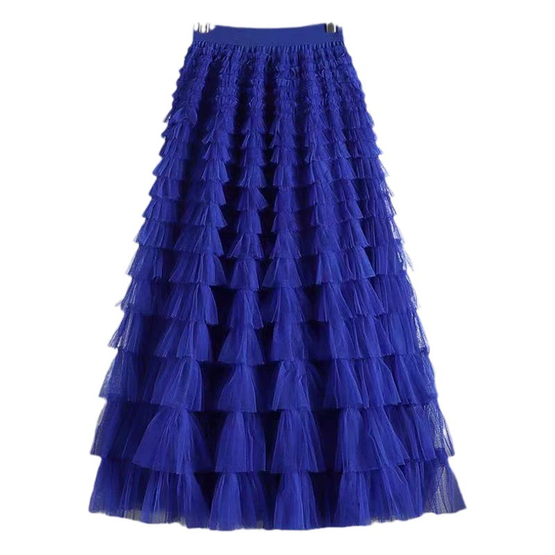 Расширенный смысл сетчатая юбка Юбка Женская Весна и Осень 2025 Новый торт с высокой талией слой за слоем юбка средняя длинная фея пряжа юбка