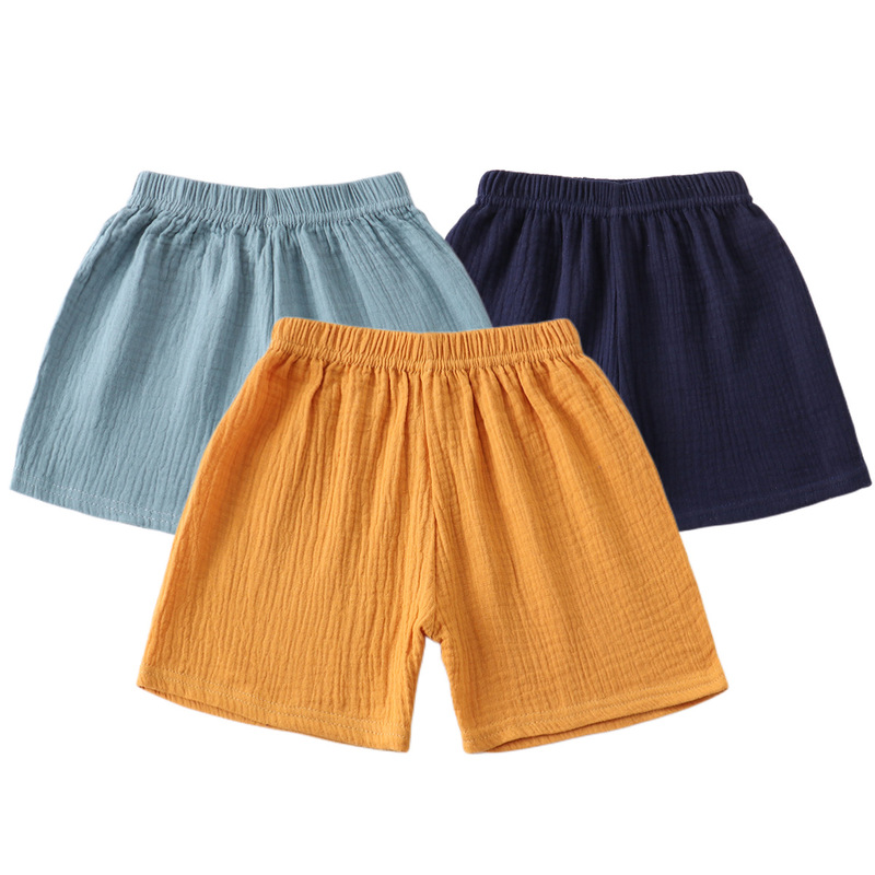 Boys and Girls summer cotton and linen shorts baby solid color double-layer cotton gauze loose sports pants 2023 new children's pants Boys and Girls summer cotton and linen shorts baby solid color double-layer cotton gauze loose sports pants 2023 new children's pants