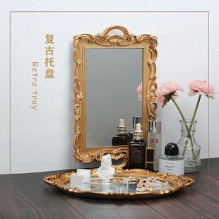 French Retro Vintage Court Embossed Golden Special-shaped Mirror Cosmetic Mirror Decorative Hanging Mirror Wall Photop Xu Ao
