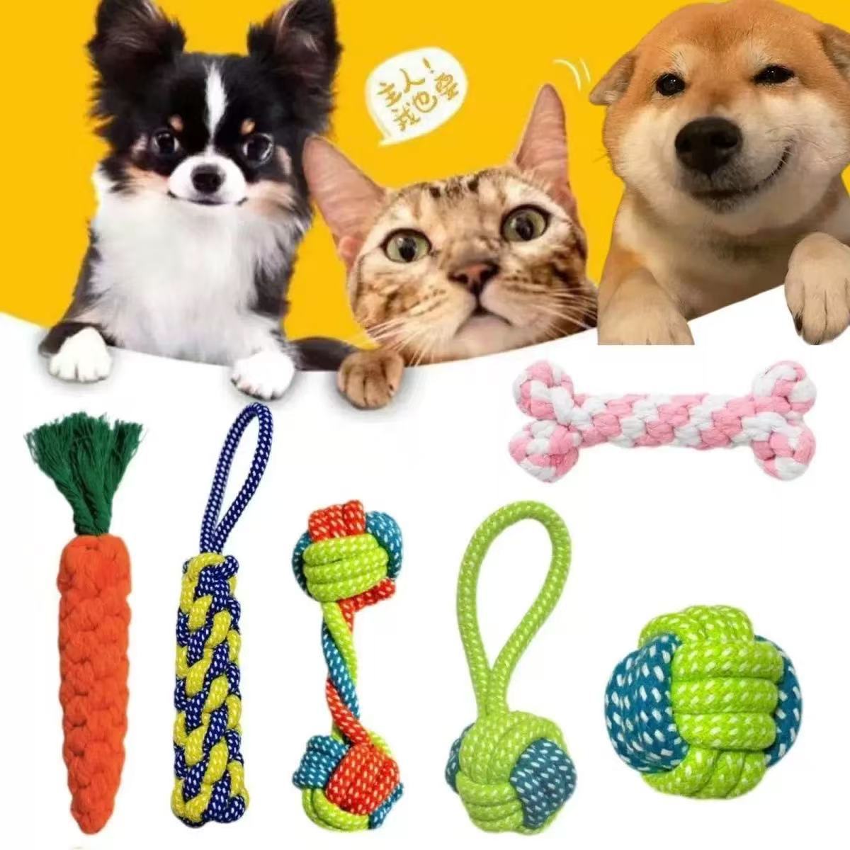 Cordón tejido juguetes de mascotas resistentes a la mordida dientes de perro juguetes de limpieza de dientes perros pequeños y medianos fábrica de entrenamiento interactivo al por mayor