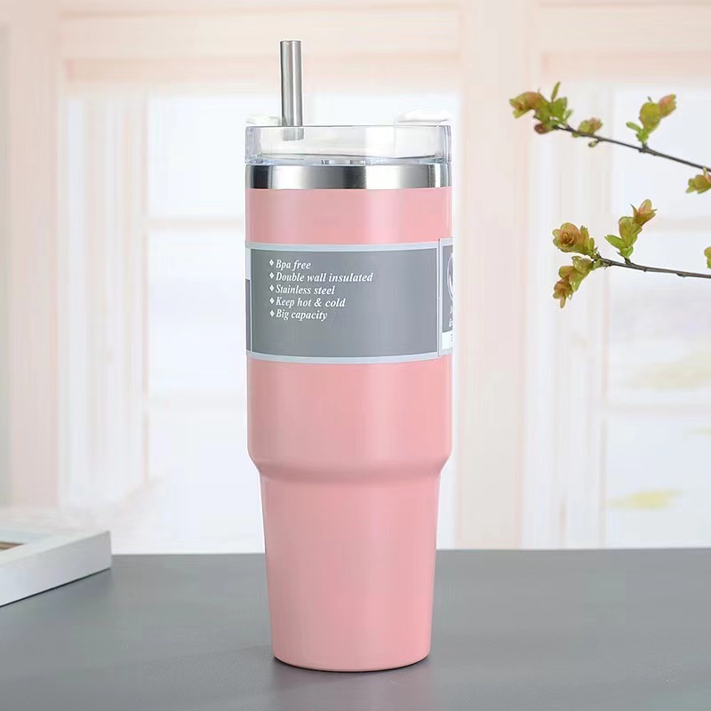 Vaso térmico de acero inoxidable 20/30oz aislamiento al vacío con pajita portátil para coche y viajes