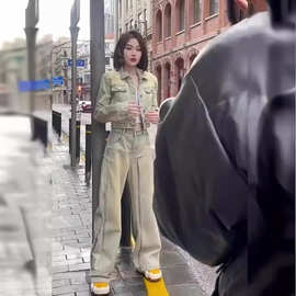 欧洲站女装爆款高端时尚牛仔套装女秋新款今年流行欧货休闲两件套