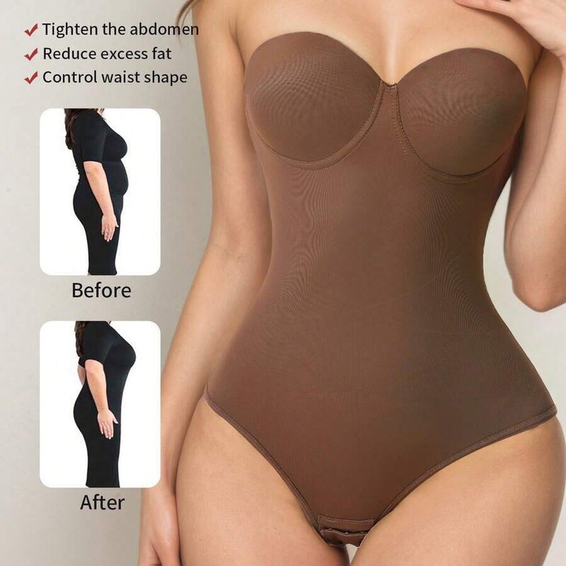 Cross-Border Plus-Size Shapewear with Underwire, Strapless Seamless Bodysuit Bra, Tummy Control Waist Cincher, Special for Dresses