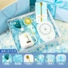 Blue 520 thermostatic cup + bouquet + spoon + greeting card + flashing light + raffia + Douyin fan