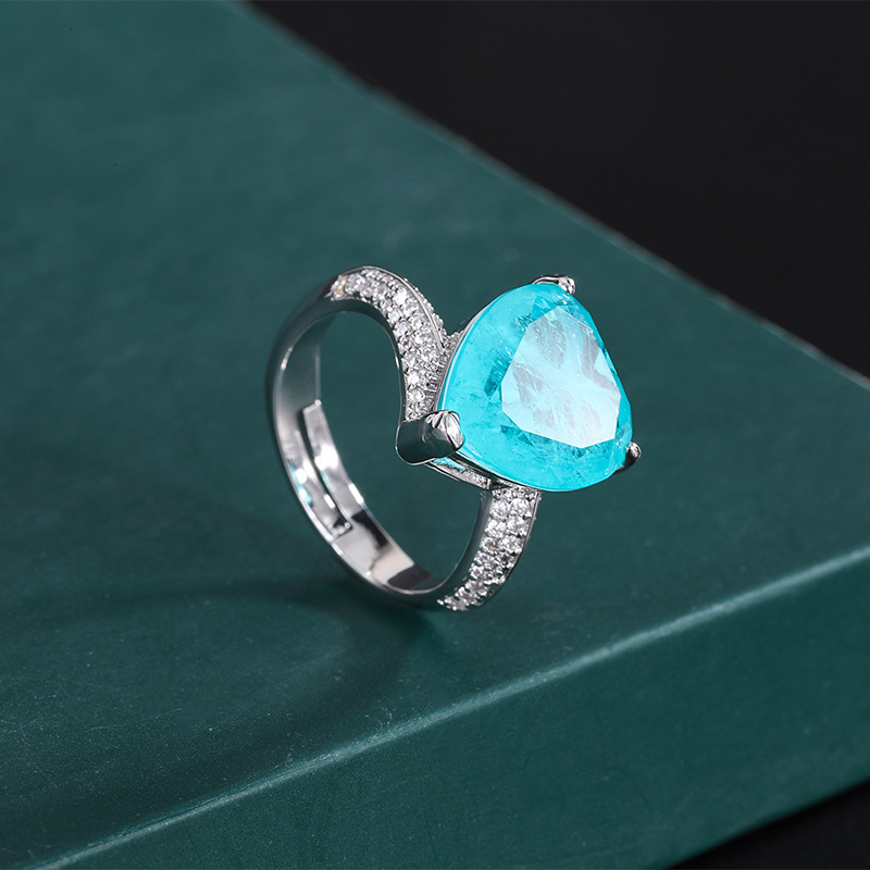 Zhuang Sheng joyería de cobre chapado en oro collar de la vendimia de las mujeres de simulación Paraiba en forma de corazón de diamantes incrustados traje 20*20