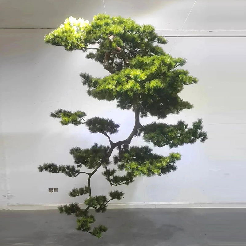 仿真绿色植物新中式倒挂迎客松景观植物茶室玄关橱窗罗汉松假树装|undefined