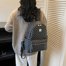 双肩包男商务电脑包大容量时尚休闲旅行包软皮女士背包学生书包-