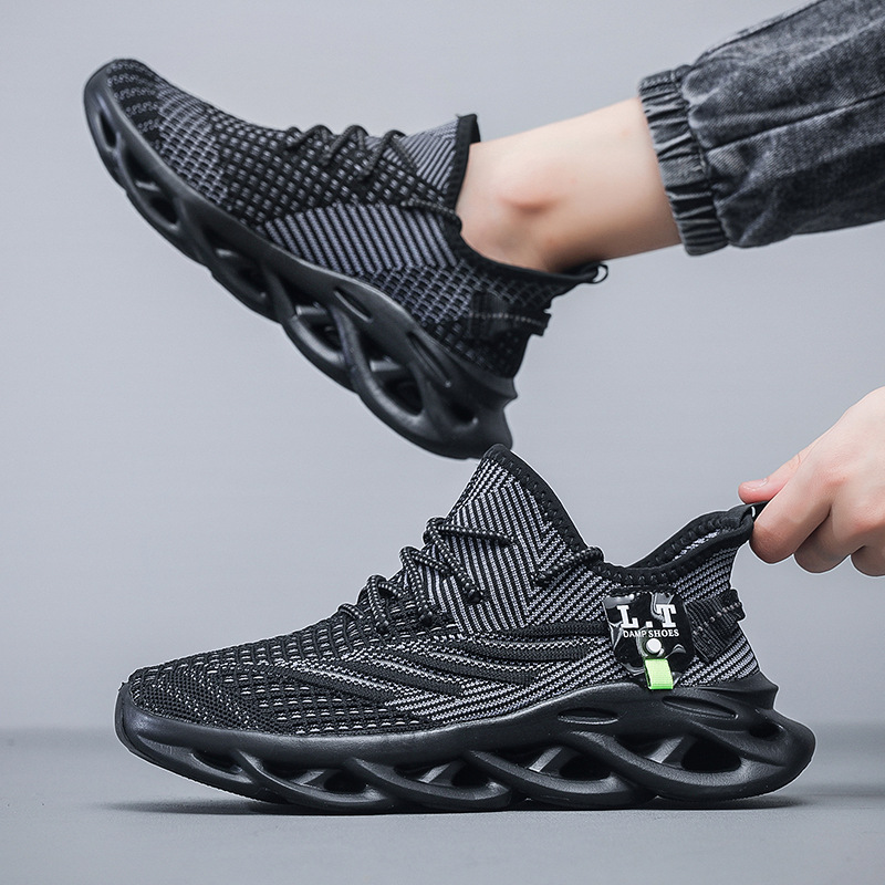 Transfronterizo más el tamaño de los zapatos de los hombres deportes ligero estudiante volando zapatos de malla tejida moda casual coreano moda otoño zapatos para correr