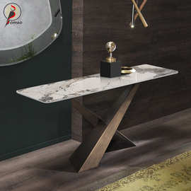 高端入户走廊装饰柜创意岩板时尚艺术端景台轻奢极简风靠墙玄关台