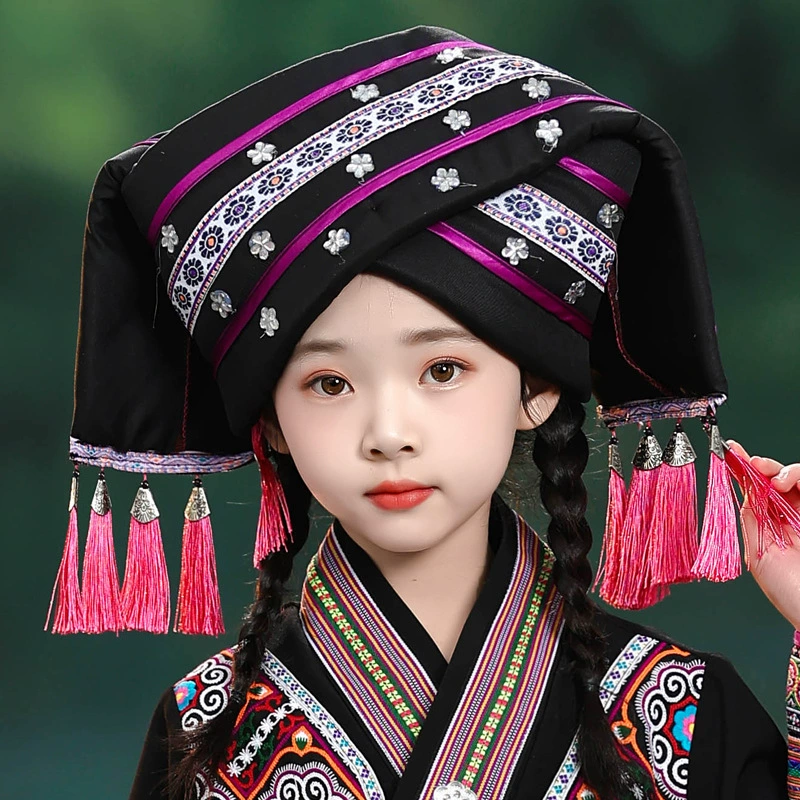 Гуансийский мартовский головной убор San Zhuang, этническая одежда, головной убор для мальчиков и девочек, мяо яо туцзя шляпы