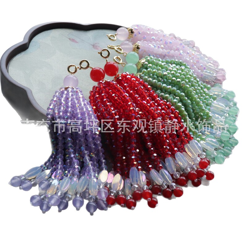 A324 マジックカラークリスタルカルセドニータッセルスイベルバックルペンダントヘアピンブレスレットネックレス diy 衣類アクセサリー|undefined