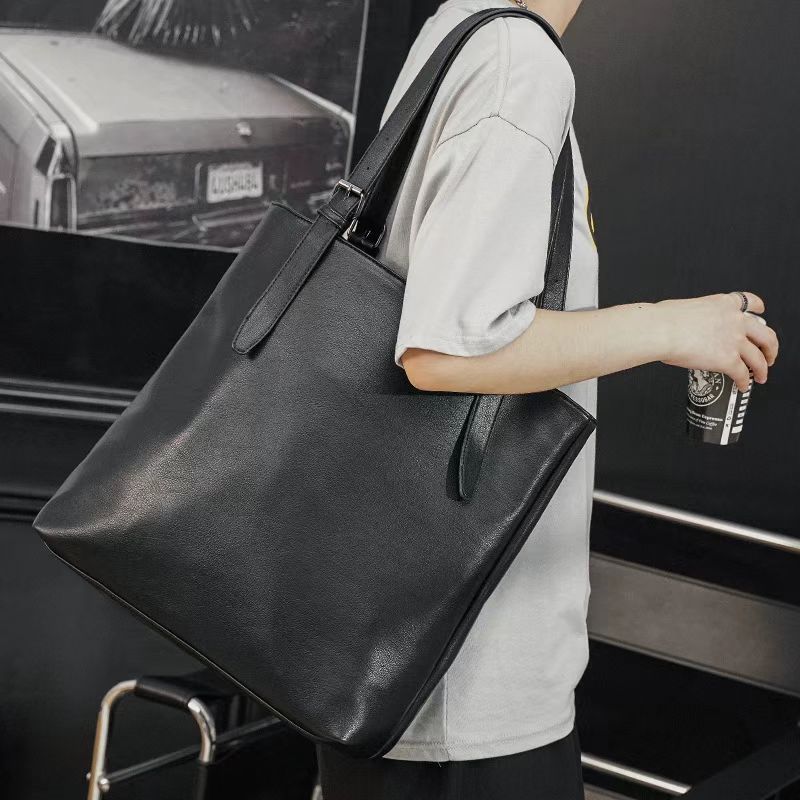 Cross-Border Korean Version Business Trip Men's Briefcase Casual Large-Capacity Tote Bag Soft Leather Handbag Document Computer