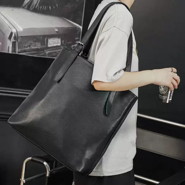 Cross-Border Korean Version Business Trip Men's Briefcase Casual Large-Capacity Tote Bag Soft Leather Handbag Document Computer