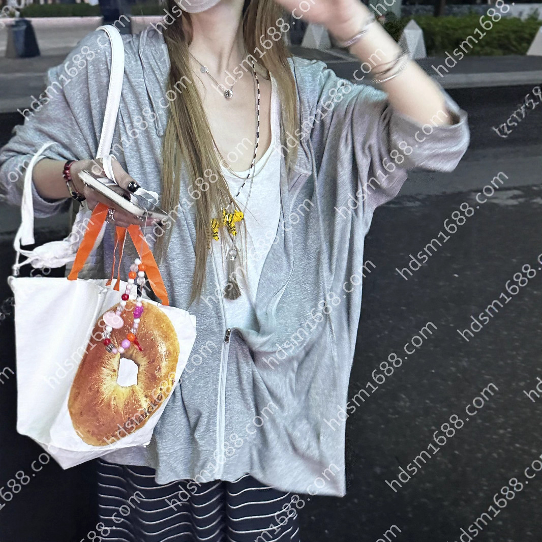 Summer Cool Thin Loose Large Version Paper Man Hooded Zipper Sun Protection Sweatshirt for Women Summer