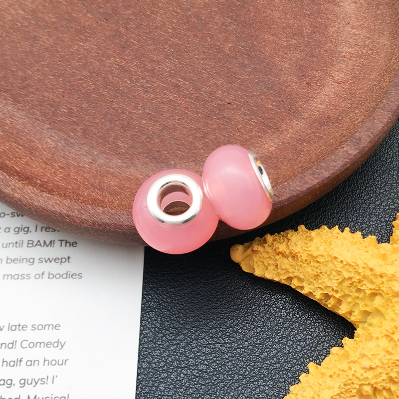 1 Rosa panjia agujero grande cuentas de colores accesorios de joyería redonda hecha a mano pulsera espaciador cuentas 20 estilos disponibles