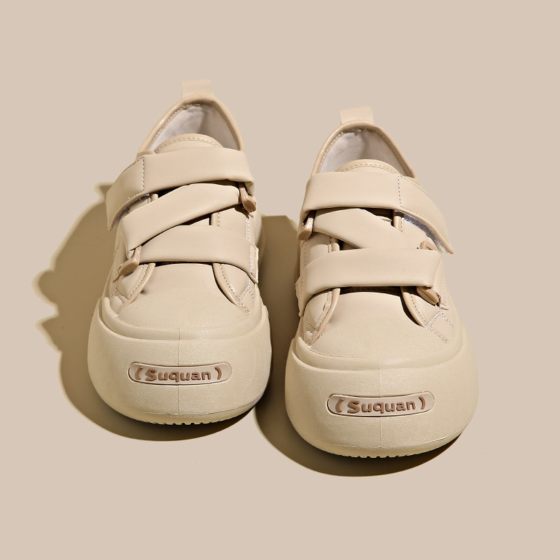 Jingming Creme Klettverschluss Little White Clown Niedlich Frühling Neue Kleine und Beliebte Koreanische Ausgabe Big Headed Board Schuhe, Dick_voghion.com