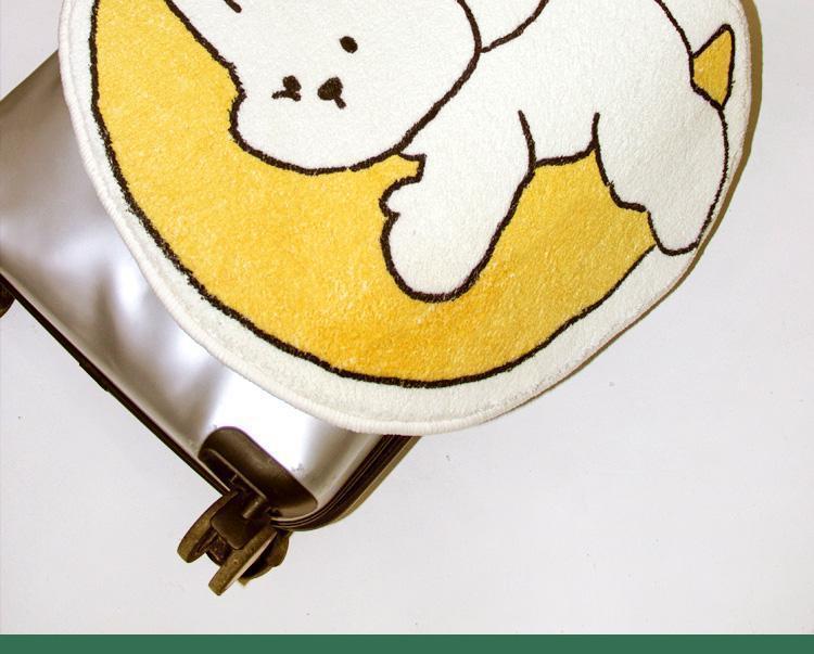 Korean-style cute bunny bathroom mat, absorbent faux cashmere mat, non-slip and easy-to-clean foot mat for bathroom entrance