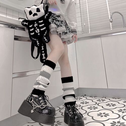 Korean style Harajuku style lolita striped pile socks for women autumn and winter warm leggings cute soft girl mid-length jk socks