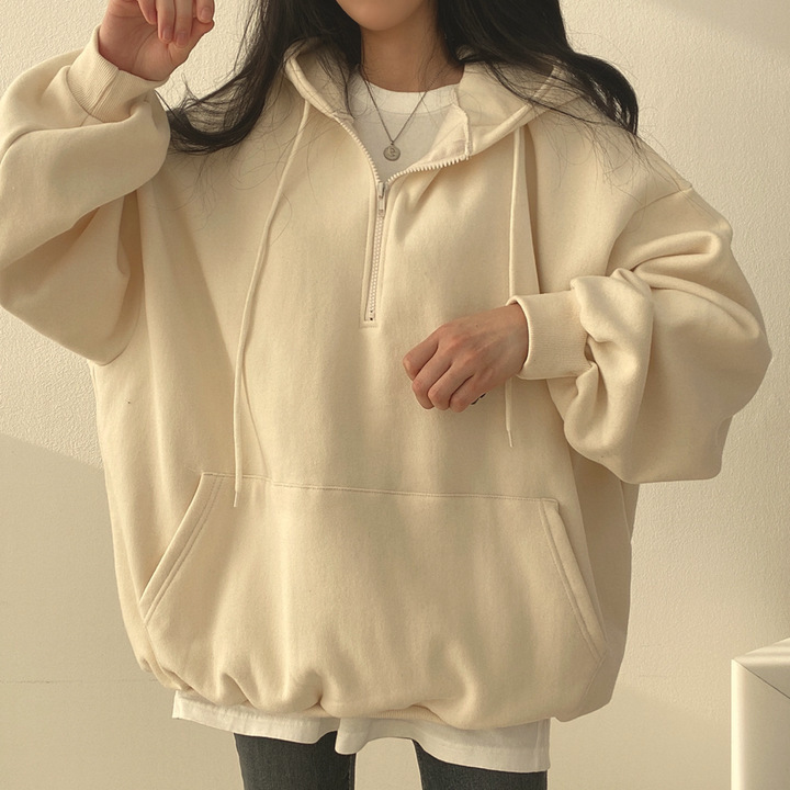 クロスボーダー卸売外国貿易トレンディなブランドプルオーバージッパーフード付きスウェットシャツ女性用インロング韓国学生ゆったり春秋冬|undefined