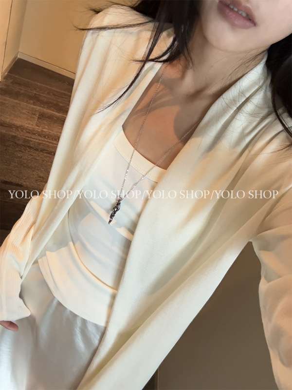 YOLO SHOP 慵懒风莱塞尔天丝针织开衫女防晒上衣夏季披肩罩衫外套|undefined