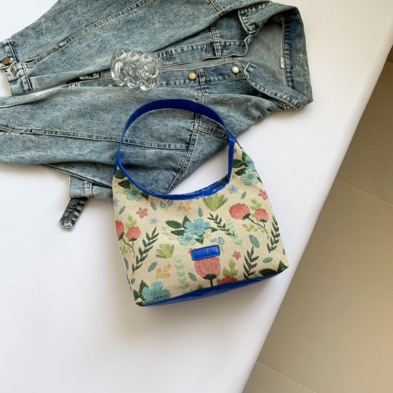 Modas pequeñas frescas de verano nuevas bolsas de tela de gran capacidad impresas casuales simples bolsas de bolsas