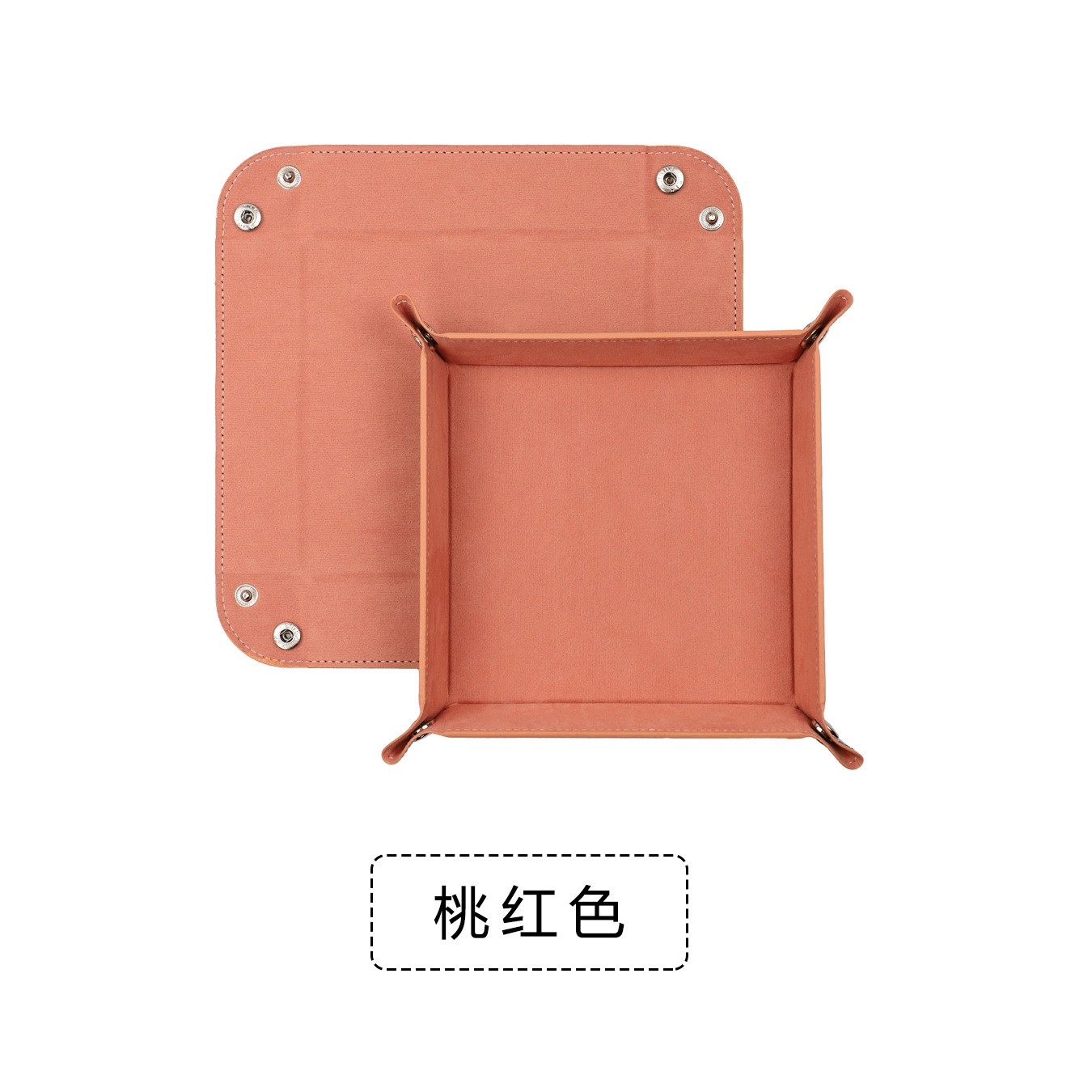 Amazon Venta caliente pu cuero plegable cuatro-esquina bandeja rectangular caja de almacenamiento caja escritorio juego dados bandeja de almacenamiento