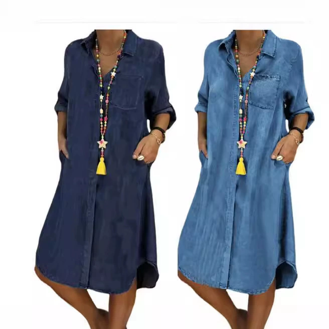 Amazon, европейский и американский AliExpress, желание, женское джинсовое платье больших размеров, однотонная повседневная юбка, 300 г