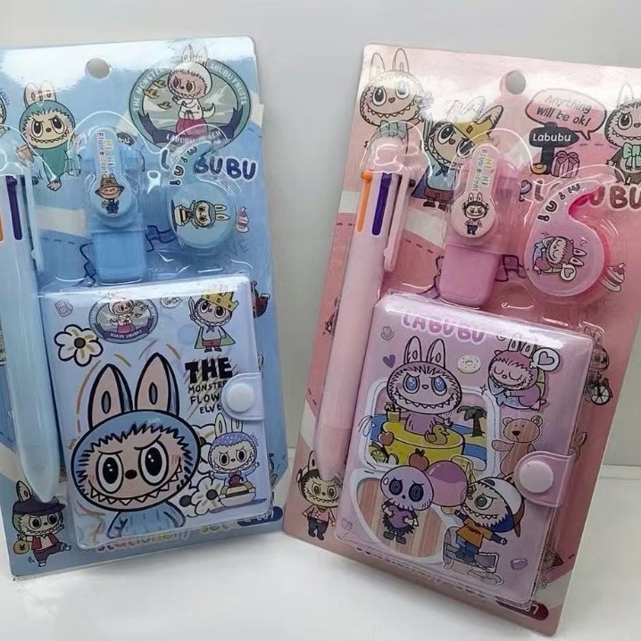 Dibujos animados Xiditch 6 colores bolígrafo juego de libro de cuentas de mano lindo portátil juego de papelería premio para estudiantes transfronterizo