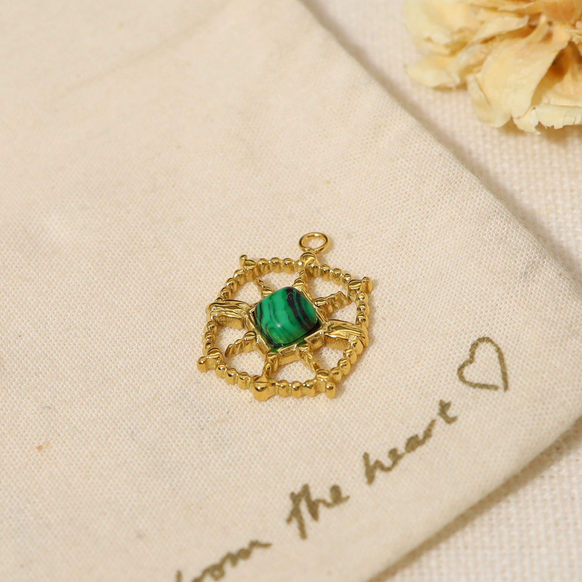 DIY colgante de piedra natural accesorios 18K chapado al vacío collar de acero de titanio pendientes productos semiacabados accesorios fábrica al por mayor