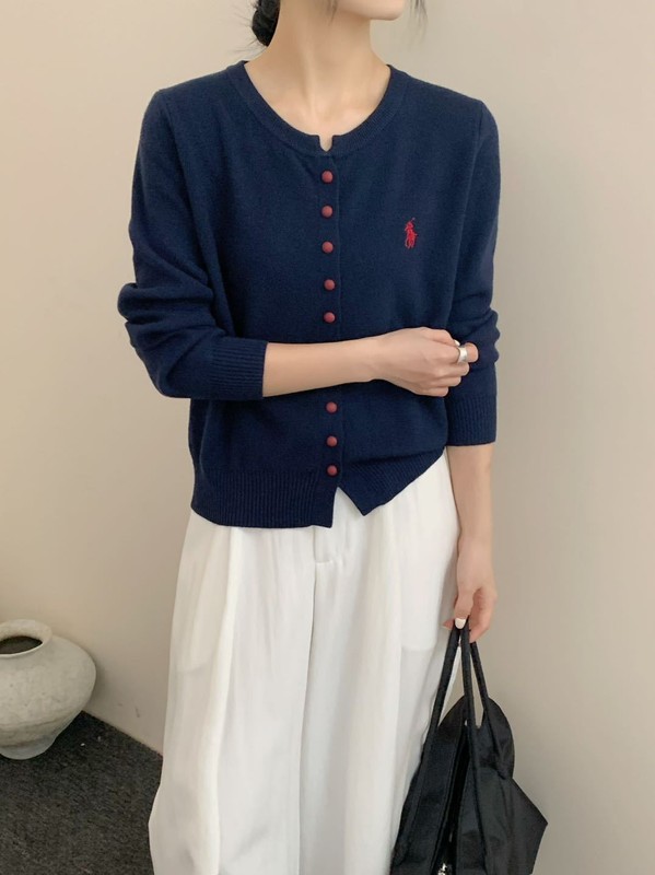 秋季新款女装刺绣韩系高级感气质毛衣长袖针织衫开衫修身外套上衣|undefined