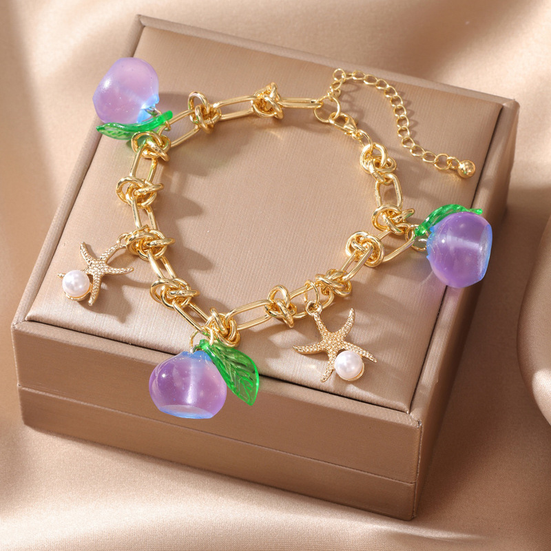Cross-Border New Hot-Selling Gold Bracelet Women's Fruit Starfish Pendant Bracelet Summer Fresh Factory Ready Stock Wholesale