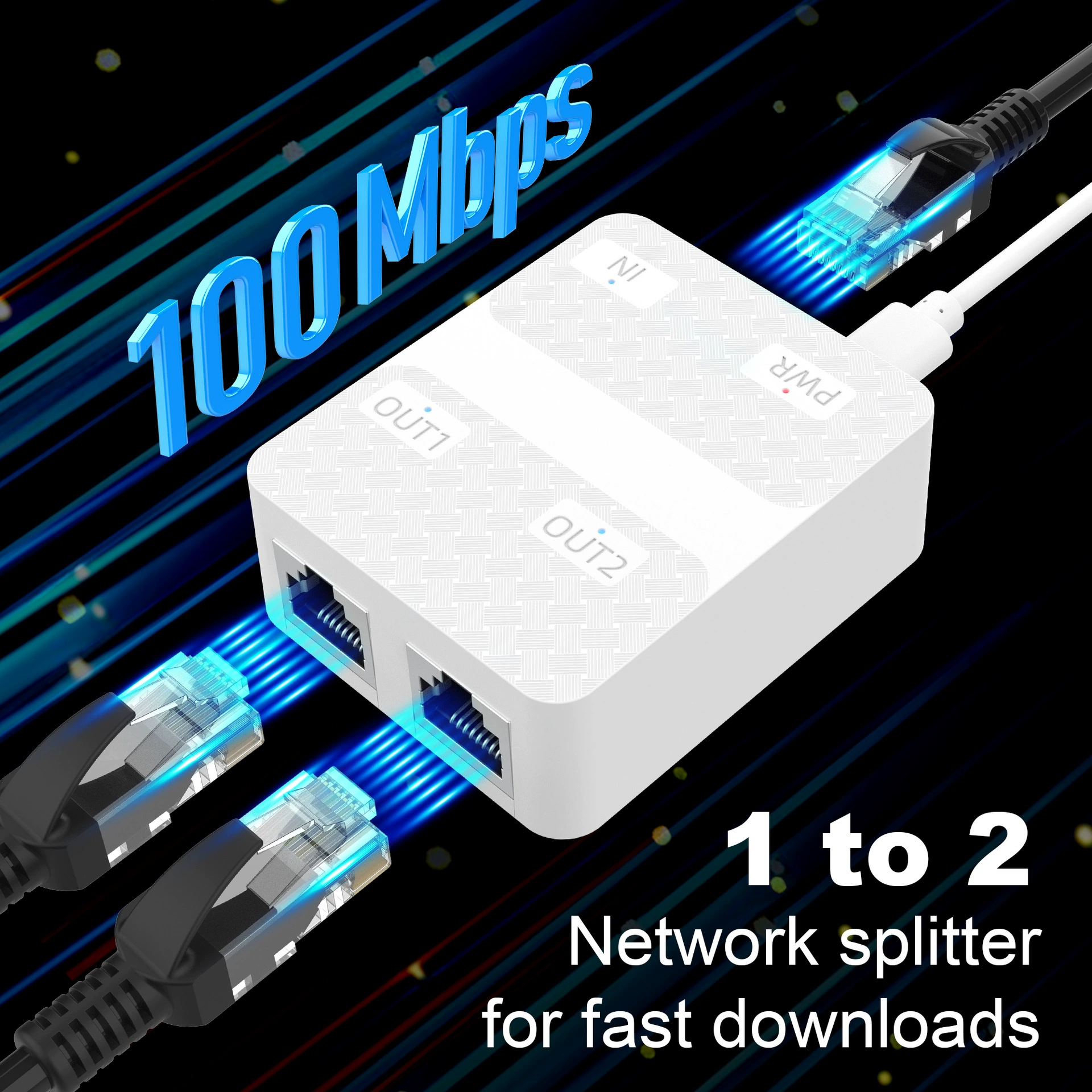 Сетевой разветвитель 100 м 100 м, разъем сетевого кабеля RJ45, 1 вход, 2 выхода, широкополосный маршрутизатор, сетевой распределитель