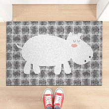 黄金厚度卡通小动物素色线条丝圈地垫室内室外户外玄关防滑脚垫地