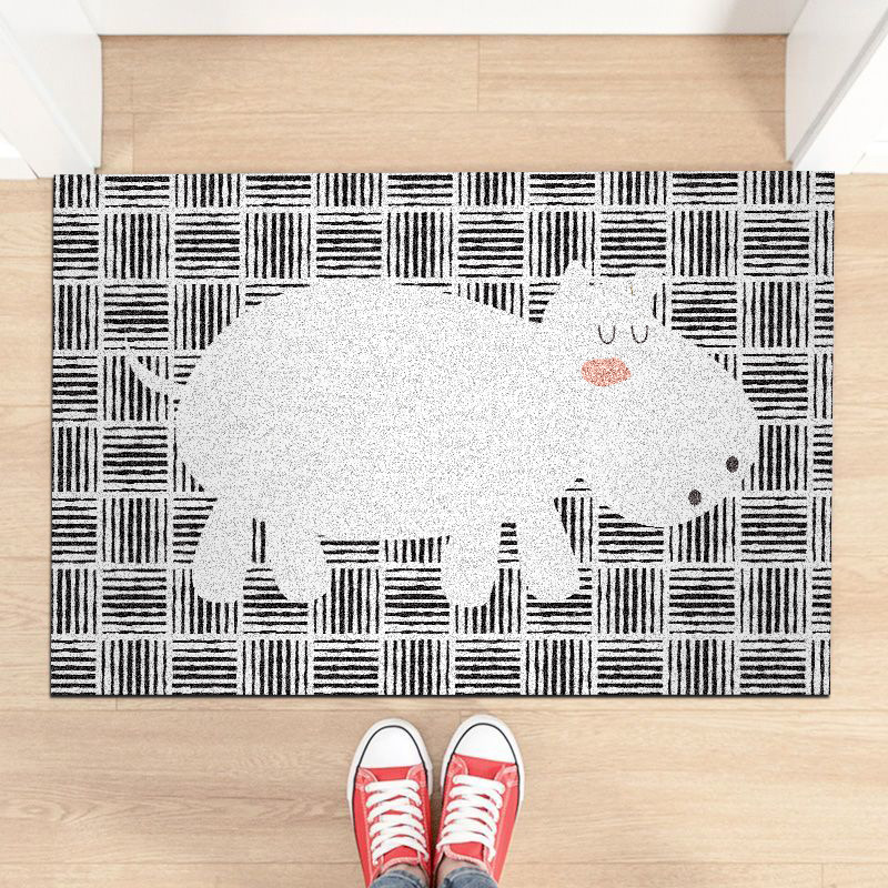 黄金厚度卡通小动物素色线条丝圈地垫室内室外户外玄关防滑脚垫地