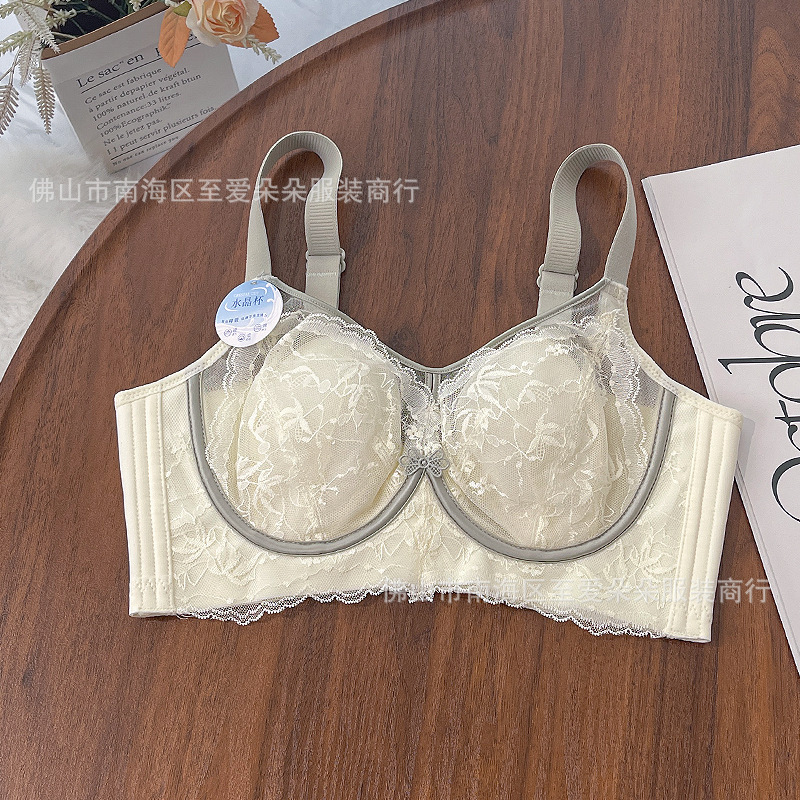 美莉娇薄款水晶杯内衣女大胸显小软钢圈聚拢防下垂透气舒适文胸罩|undefined