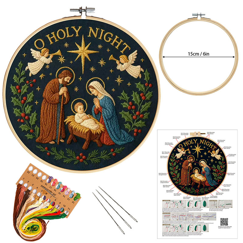 Paquete de materiales bordados DIY hechos a mano paisaje nocturno amazónico inglés transfronterizo