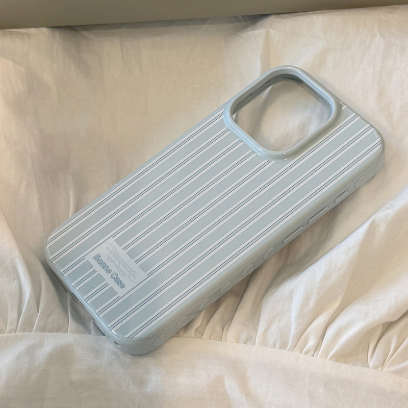 银蝴蝶结支架苹果16手机壳iphone17适用12轻奢15promax蓝条纹13软|undefined