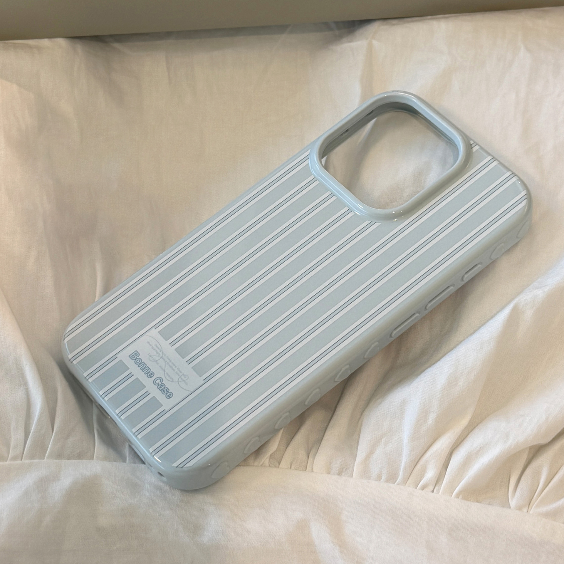 Soporte de arco de plata Apple 16 caso de teléfono iPhone 17 para 12 lujo ligero 15 Promax rayas azules 13 suave