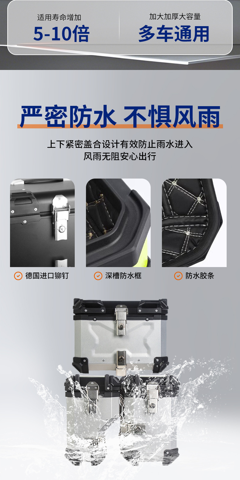 Motorcycle Tail Box Suitable for Bmw F700-800Gs Left Side Aluminum Alloy Three-Box Side Box Rack Aluminum Alloy Tail Box