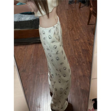 可爱kitty猫印花阔腿裤女夏季2025新款宽松休闲百搭显瘦直筒卫裤