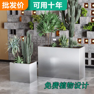 Customized Outdoor 304 Stainless Steel Flower Boxes, Rooftop Terrace Planting Flower Beds, Movable Courtyard Landscape Iron Flower Pots