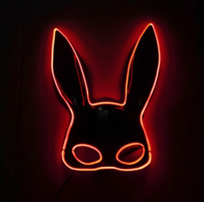 Wansheng lindo conejo belleza vestir máscara fluorescente bar discoteca Carnaval sexy conejito Máscara Luminosa