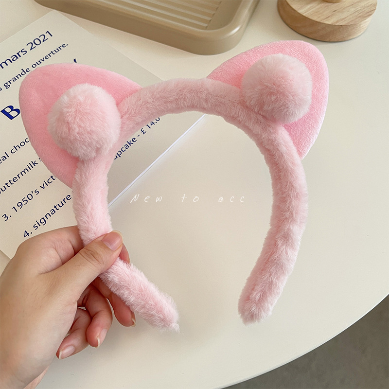 Cute Cat Ears Fluffy Hair Band Women's Simple Face Wash Makeup Christmas Holiday Headband Female Hair Accessories Hairpin Headdress