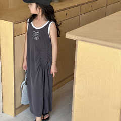 女童夏裝連衣裙2024新款女孩背心裙寬鬆休閒兒童裙子無袖過膝長裙