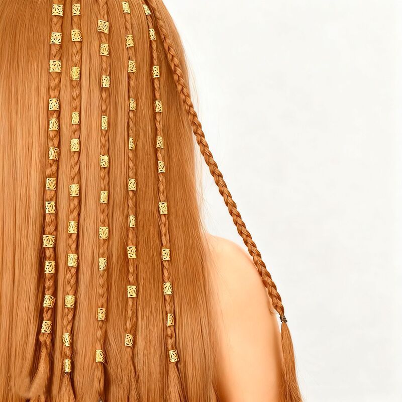 60Pcs Cross-Border Teum Shein New DIY Wig Dreadlock Jewelry Accessories Cut Out Hair Extension Ring Hair Buckle Wholesale